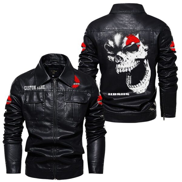 Custom Name Ursus Skull Leather Jacket - Personalized Logo Car Motorcycle Model - Image 7