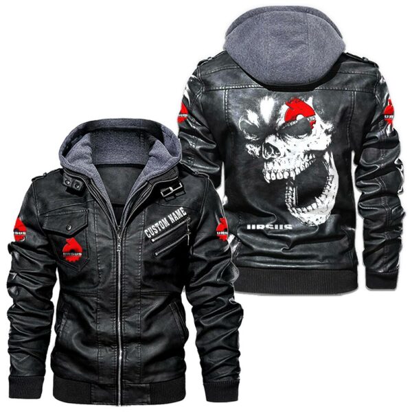 Custom Name Ursus Skull Leather Jacket - Personalized Logo Car Motorcycle Model