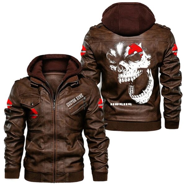 Custom Name Ursus Skull Leather Jacket - Personalized Logo Car Motorcycle Model - Image 2