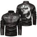 Custom Name Viper Skull Leather Jacket - Personalized Logo Car Motorcycle Model