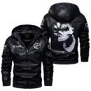 Custom Name Viper Skull Leather Jacket - Personalized Logo Car Motorcycle Model