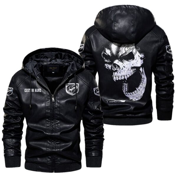 Custom Name Viper Skull Leather Jacket - Personalized Logo Car Motorcycle Model - Image 5