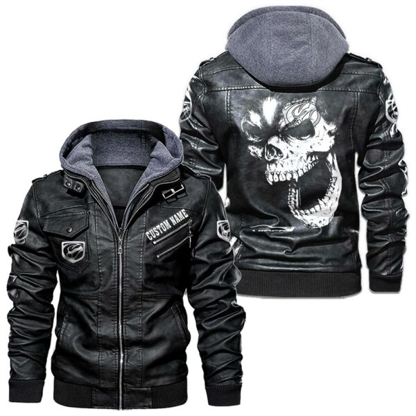 Custom Name Viper Skull Leather Jacket - Personalized Logo Car Motorcycle Model