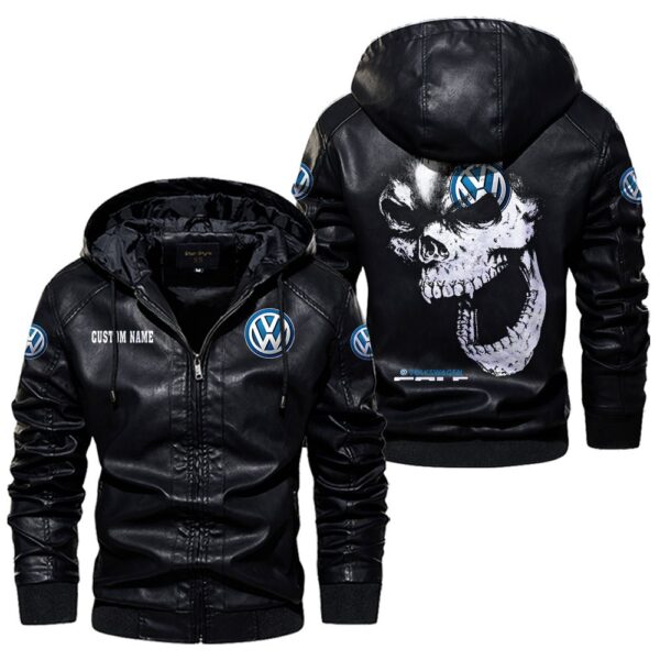 Custom Name Volkswagen Golf Skull Leather Jacket - Personalized Logo Car Motorcycle Model - Image 5