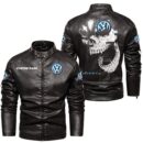 Custom Name Volkswagen Passat Skull Leather Jacket - Personalized Logo Car Motorcycle Model
