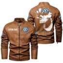 Custom Name Volkswagen Passat Skull Leather Jacket - Personalized Logo Car Motorcycle Model