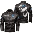 Custom Name Volkswagen Scirocco Skull Leather Jacket - Personalized Logo Car Motorcycle Model