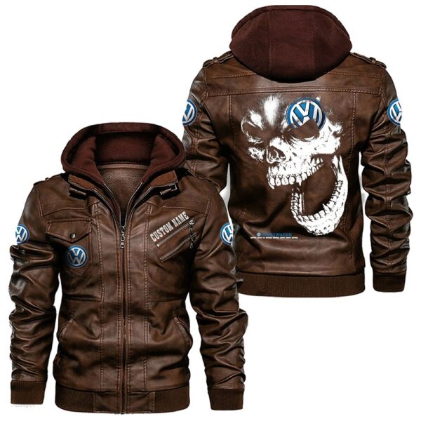 Custom Name Volkswagen Scirocco Skull Leather Jacket - Personalized Logo Car Motorcycle Model - Image 2