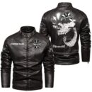 Custom Name West Coast Choppers Skull Leather Jacket - Personalized Logo Car Motorcycle Model