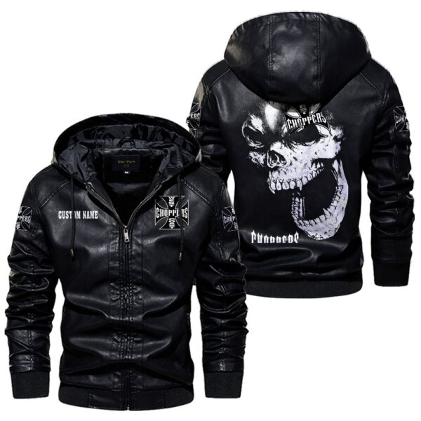 Custom Name West Coast Choppers Skull Leather Jacket - Personalized Logo Car Motorcycle Model - Image 5