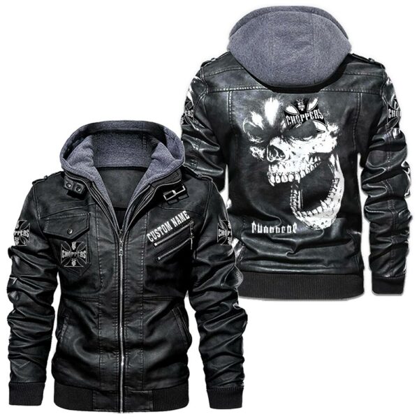Custom Name West Coast Choppers Skull Leather Jacket - Personalized Logo Car Motorcycle Model