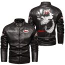 Custom Name Zetor Skull Leather Jacket - Personalized Logo Car Motorcycle Model
