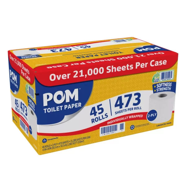 American Standart 2-Ply Bath Tissue, Septic Safe, 45 Rolls, Soft & Strong Toilet Paper