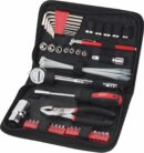 Apollo Tools 56-Piece SAE Compact Auto Tool Set with Zippered Case for Car and Motorcycle Repair - Red