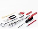 Apollo Tools 56-Piece SAE Compact Auto Tool Set with Zippered Case for Car and Motorcycle Repair - Red