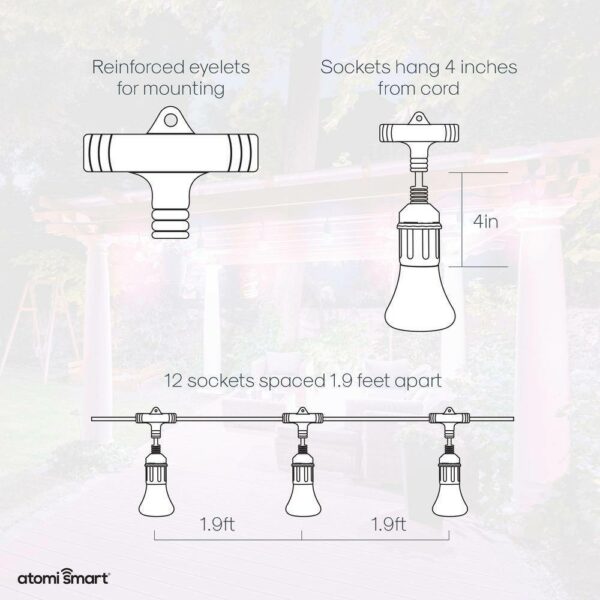 Atomi Smart WiFi Color String Lights 24ft Waterproof LED Alexa Google Compatible - Image 6