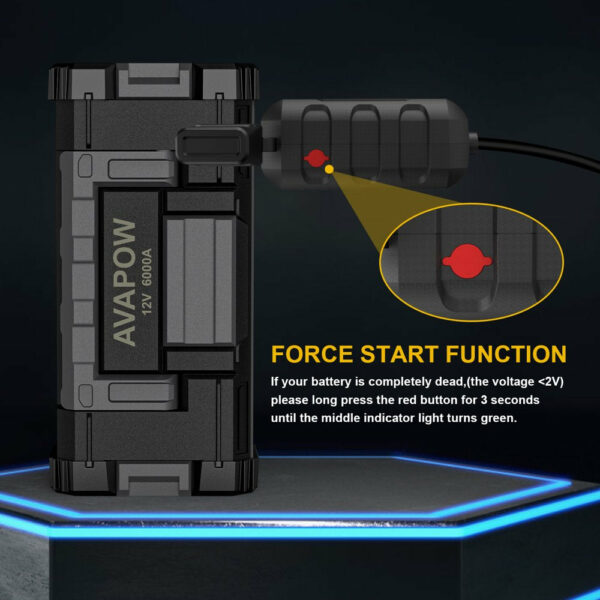 AVAPOW 6000A Car Jump Starter, Dual USB, LED Light, 12V Portable Power Pack for All Vehicles - Image 6