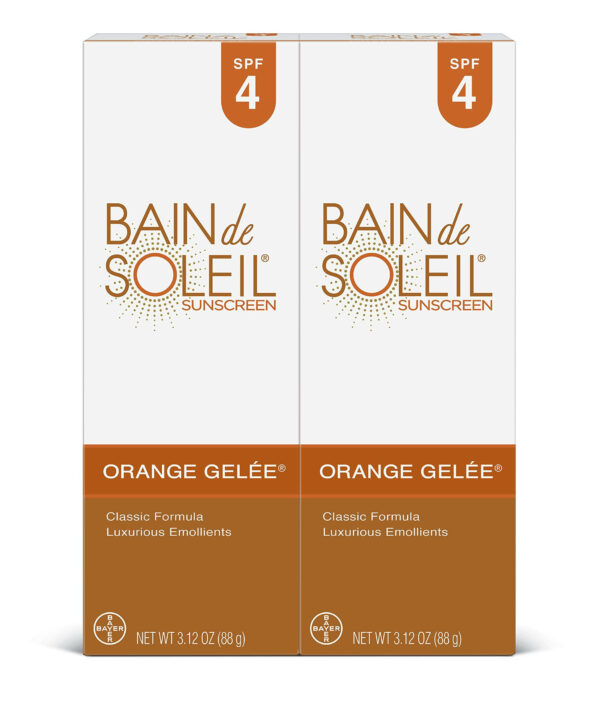 Bain de Soleil Orange Gelee Sunscreen SPF 4, 3.12 oz, 4 Pack - Moisture-Rich UVA/UVB Protection