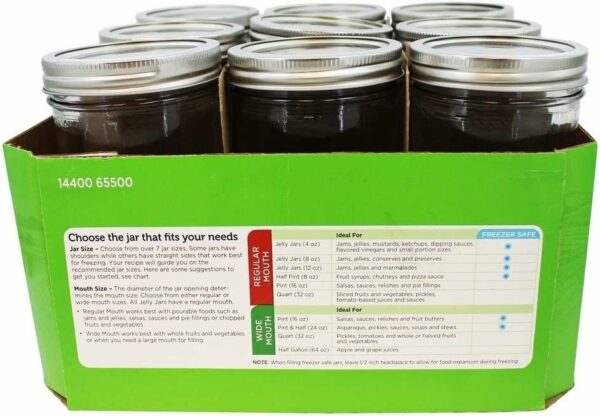 Ball 24 Oz Wide Mouth Glass Mason Jars with Lids, 9 Pack, Freezer Safe, Ideal for Canning - Image 2