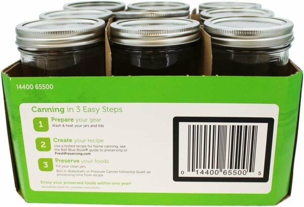 Ball 24 Oz Wide Mouth Glass Mason Jars with Lids, 9 Pack, Freezer Safe, Ideal for Canning - Image 3