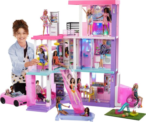 Barbie 60th Anniversary DreamHouse Playset with 2 Dolls, Car, and 100+ Accessories
