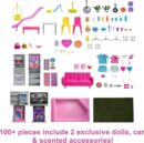 Barbie 60th Anniversary DreamHouse Playset with 2 Dolls, Car, and 100+ Accessories
