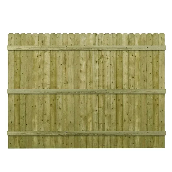 Barrette 6x8 ft Pressure-Treated Wood Privacy Fence Panel with Dog-Ear Design