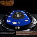 Barrington 10 Player Blue Poker Table with Metal Frame & Cup Holders - No Assembly Required