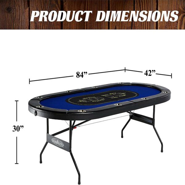 Barrington 10 Player Blue Poker Table with Metal Frame & Cup Holders - No Assembly Required - Image 3