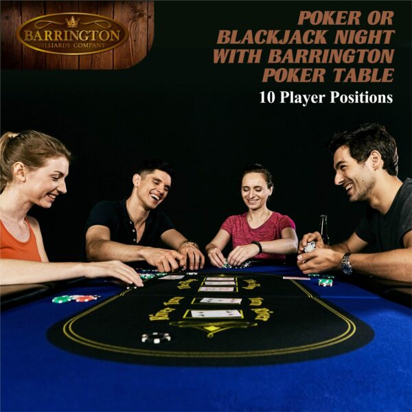 Barrington 10 Player Blue Poker Table with Metal Frame & Cup Holders - No Assembly Required - Image 9