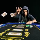 Barrington 10 Player Blue Poker Table with Metal Frame & Cup Holders - No Assembly Required
