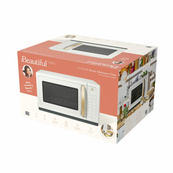 Beautiful 1.1 Cu ft 1000W Sensor Microwave Oven - White Icing, Kitchen Appliance - Image 2