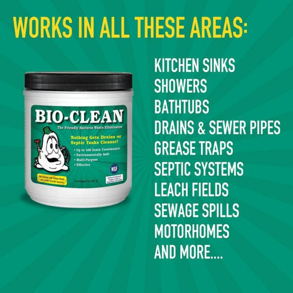 Bio-Clean Natural Drain Cleaner 2lb - Enzyme-Based, Eco-Friendly, 100 Treatments, Safe for Septic & Grease Traps - Image 5