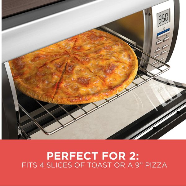 BLACK+DECKER SpaceMaker Under-Cabinet Toaster Oven, 9" Pizza Capacity, Digital Controls, Black/Stainless Steel - Image 6