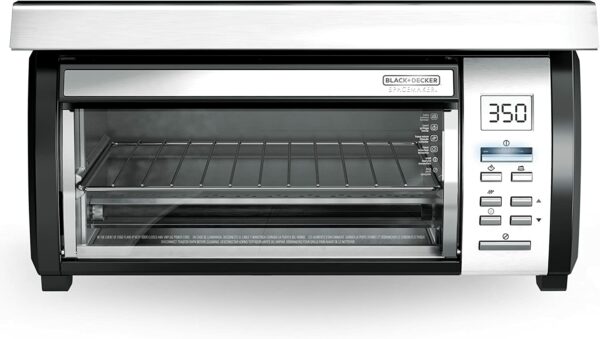 BLACK+DECKER SpaceMaker Under-Cabinet Toaster Oven, 9" Pizza Capacity, Digital Controls, Black/Stainless Steel