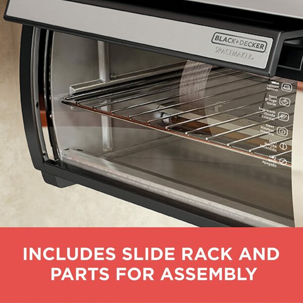 BLACK+DECKER SpaceMaker Under-Cabinet Toaster Oven, 9" Pizza Capacity, Digital Controls, Black/Stainless Steel - Image 4