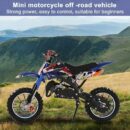 49cc Gas-Powered Mini Dirt Bike for Kids & Adults - 40 MPH, Disc Brakes, 150kg Capacity, Off-Road, Blue