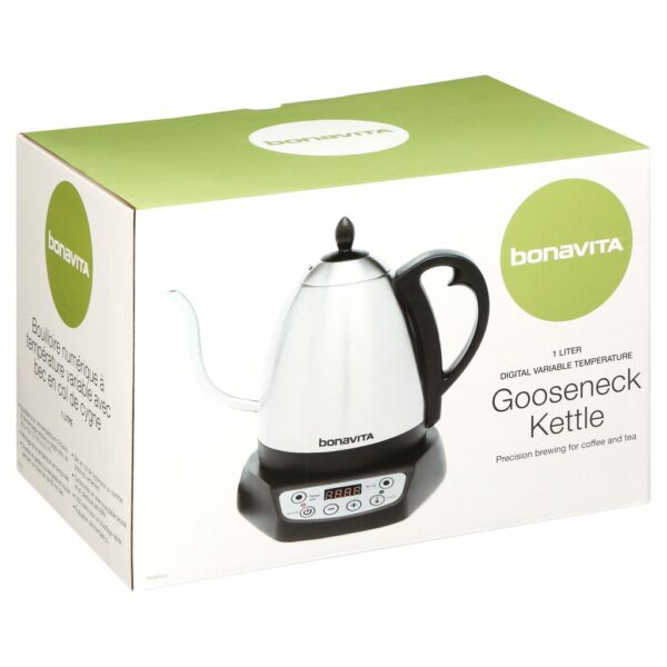 Bonavita 1.0L Variable Temp Gooseneck Electric Kettle, 1000W, Precise Pour, Silver - Image 6