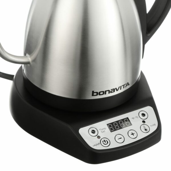 Bonavita 1.0L Variable Temp Gooseneck Electric Kettle, 1000W, Precise Pour, Silver - Image 8