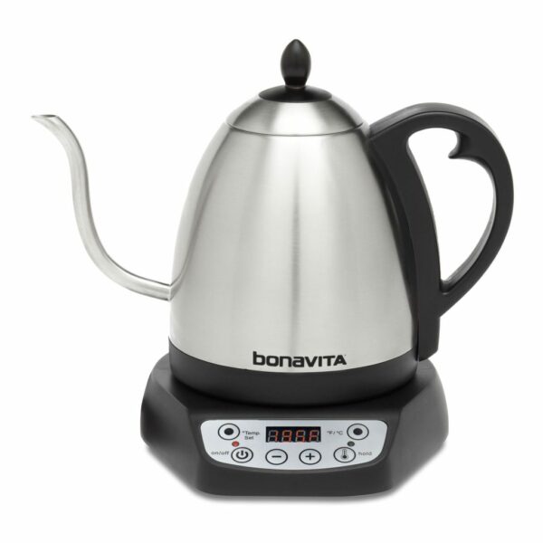 Bonavita 1.0L Variable Temp Gooseneck Electric Kettle, 1000W, Precise Pour, Silver