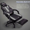 BOSSIN Ergonomic Gaming Chair with Footrest, Headrest, Lumbar Support, PU Leather, 300 lbs Capacity, Reclines 90-155°