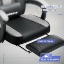 BOSSIN Ergonomic Gaming Chair with Footrest, Headrest, Lumbar Support, PU Leather, 300 lbs Capacity, Reclines 90-155°