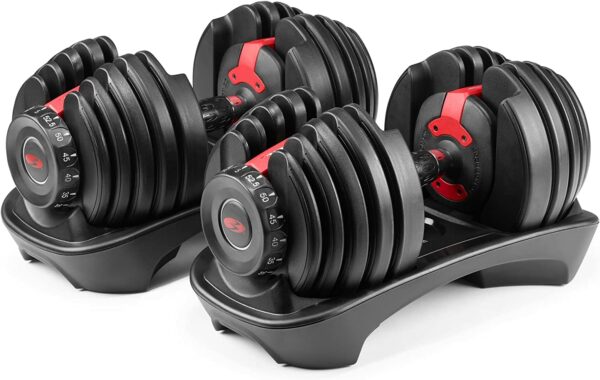 Bowflex SelectTech 552 Adjustable Dumbbells Pair, 5-52.5 lbs, Replaces 15 Sets, Fitness Equipment