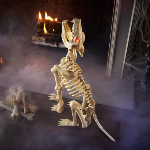 Brand 2.5 ft Animated Poseable Skeleton Wolf with Red LED Eyes Halloween Decor - Image 5