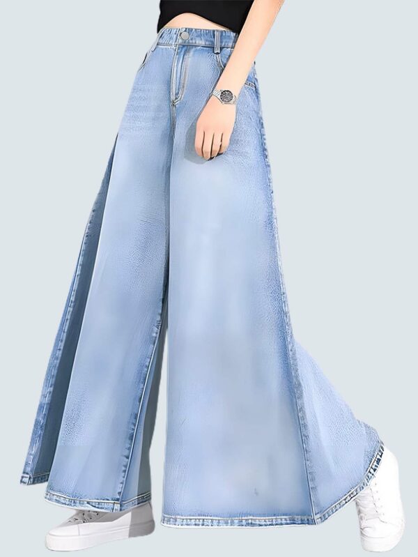 Brand Solid Wide Leg Jeans A3 - Modern Relaxed Fit Denim Pants