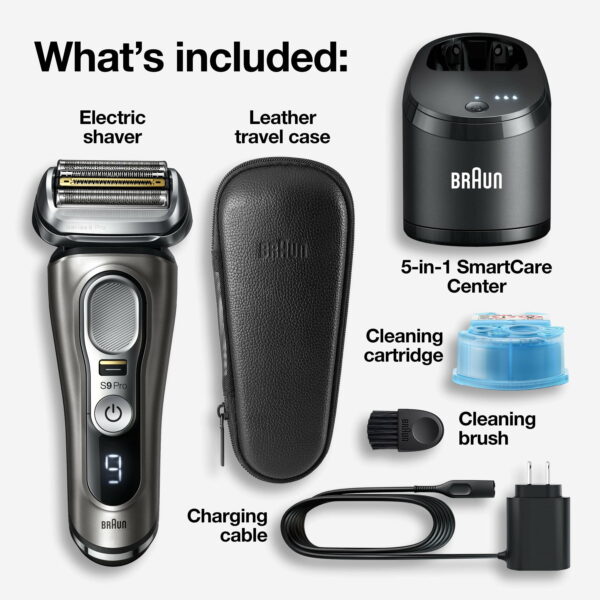 Braun Series 9 Pro 9465cc Men's Wet & Dry Electric Shaver with Clean Station, Noble Metal - Image 3