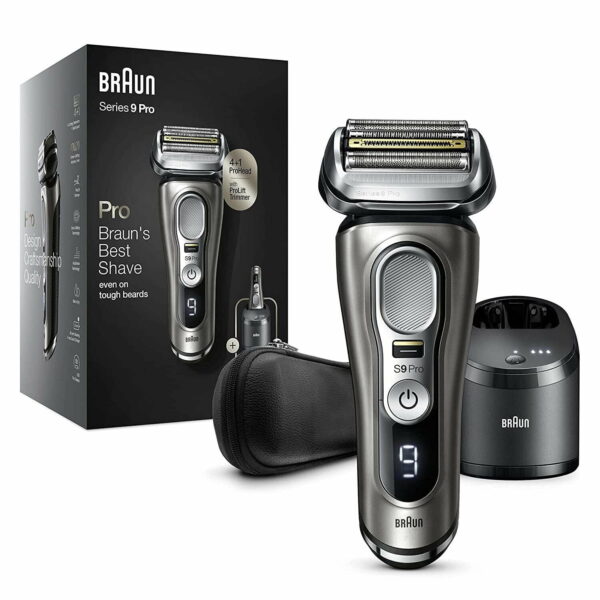 Braun Series 9 Pro 9465cc Men's Wet & Dry Electric Shaver with Clean Station, Noble Metal