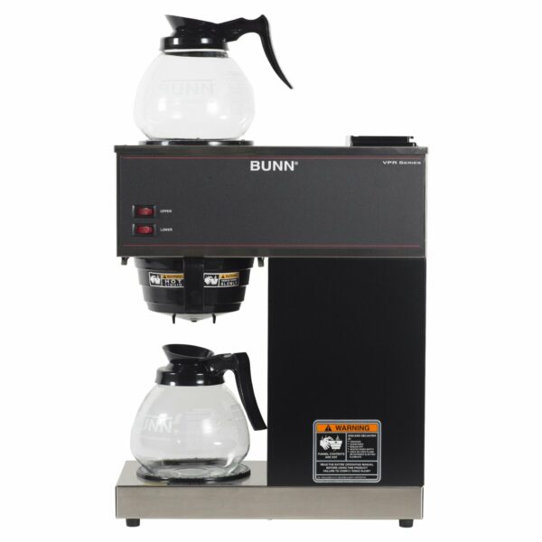 BUNN VPR-2GD Commercial 12-Cup Coffee Maker, Dual Warmers & Glass Decanters, Black Stainless Steel - Image 2