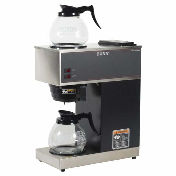 BUNN VPR-2GD Commercial 12-Cup Coffee Maker, Dual Warmers & Glass Decanters, Black Stainless Steel - Image 3