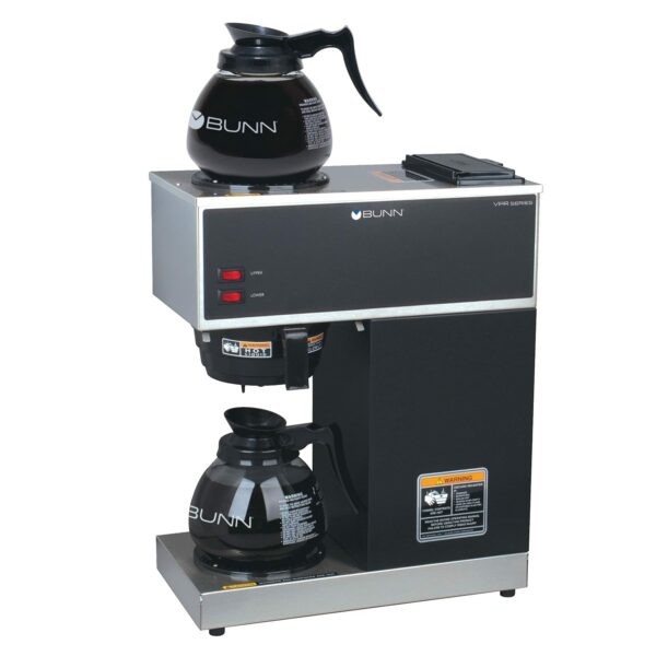 BUNN VPR-2GD Commercial 12-Cup Coffee Maker, Dual Warmers & Glass Decanters, Black Stainless Steel